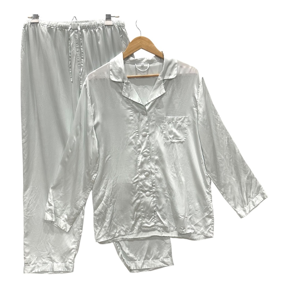 LILYSILK Pajama Set Women's XXL Mint Green Long Sleeve Top & Pants Silky Soft
